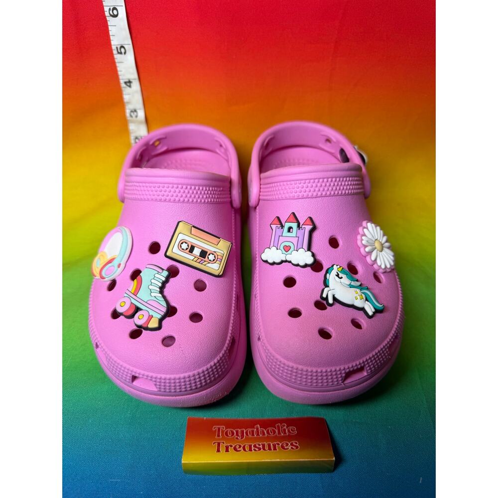 CROCS Girl's Classic Pink Platform Chunky Boho Clogs Size 13C